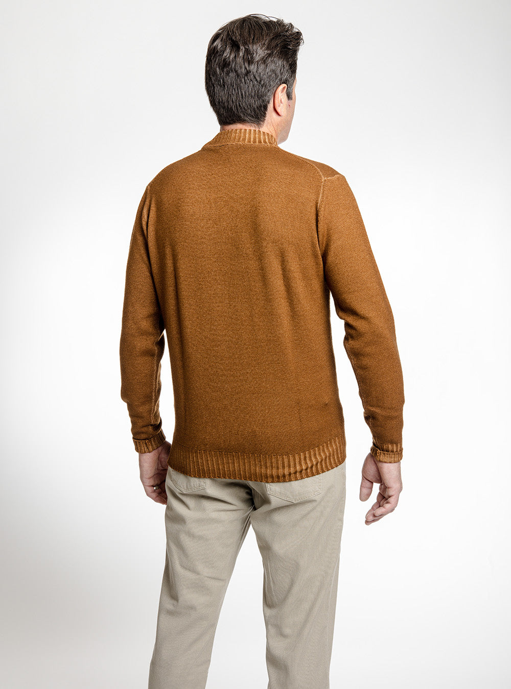 Ferrante Cinnamon Brown Wool Mock Neck Sweater