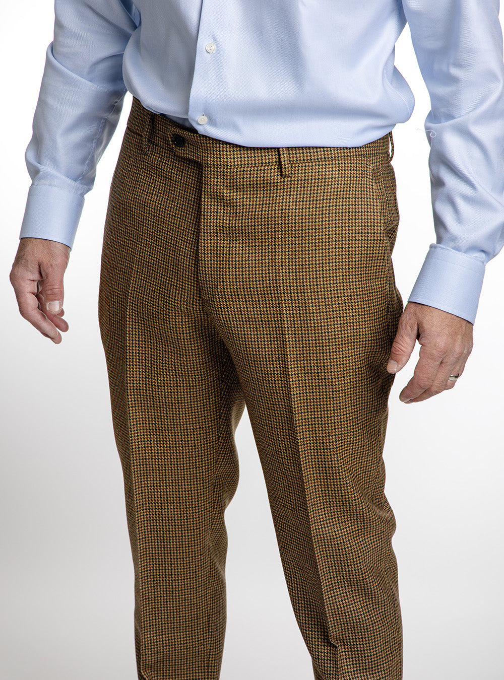 Berwich Charcoal British Tan Sheperd Check Pants