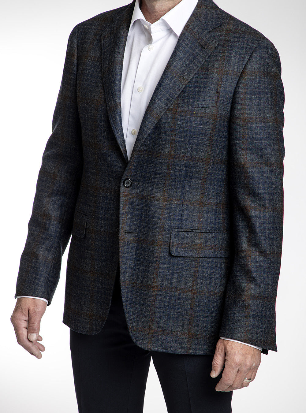 Canali Mid-Blue & Grey Check Flannel with Hickory Windowpane Sport Coat