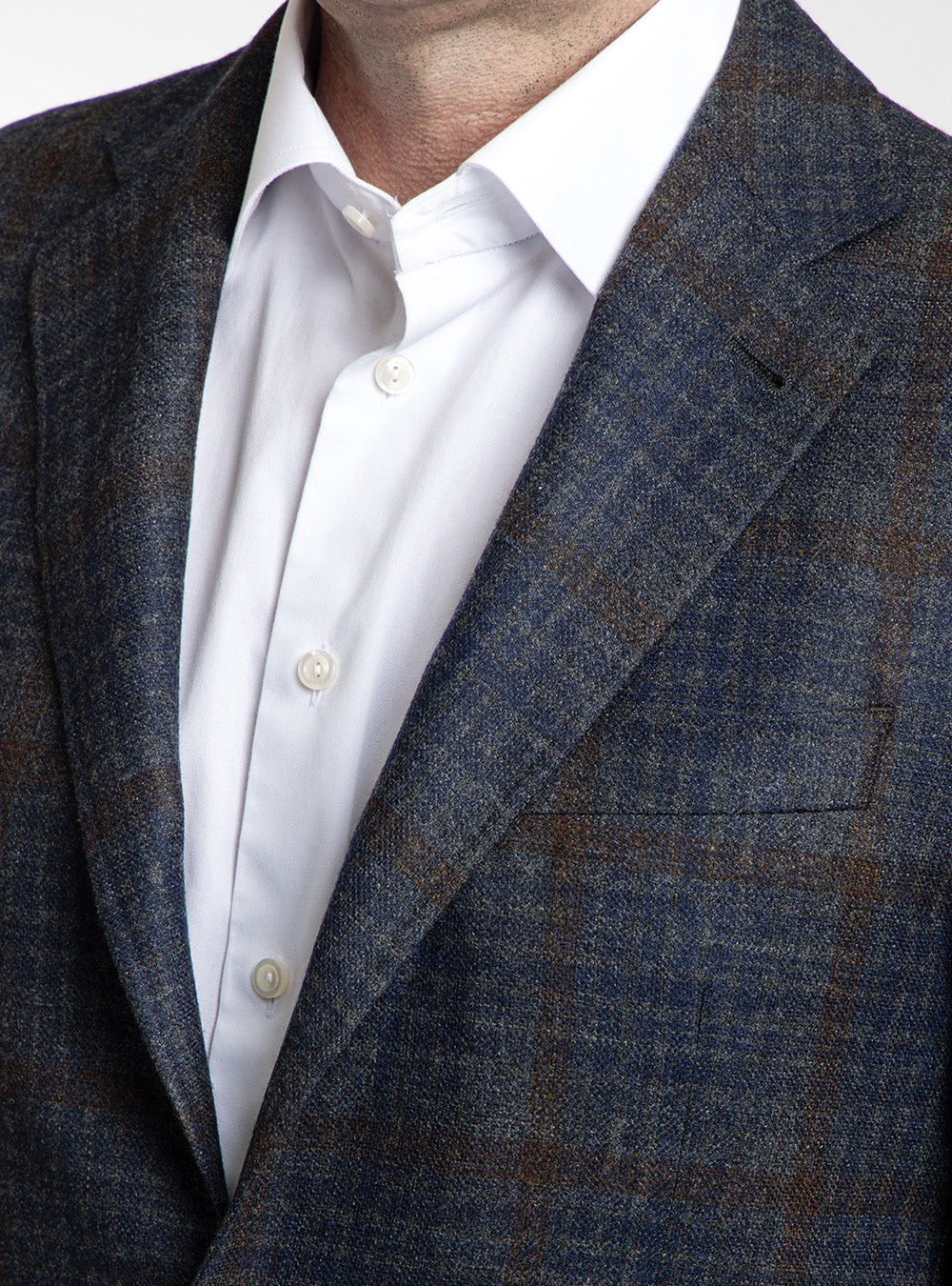 Canali Mid-Blue & Grey Check Flannel with Hickory Windowpane Sport Coat
