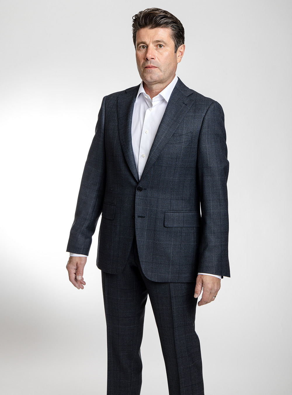 Canali Mid-Blue Diagonal Weave Suit