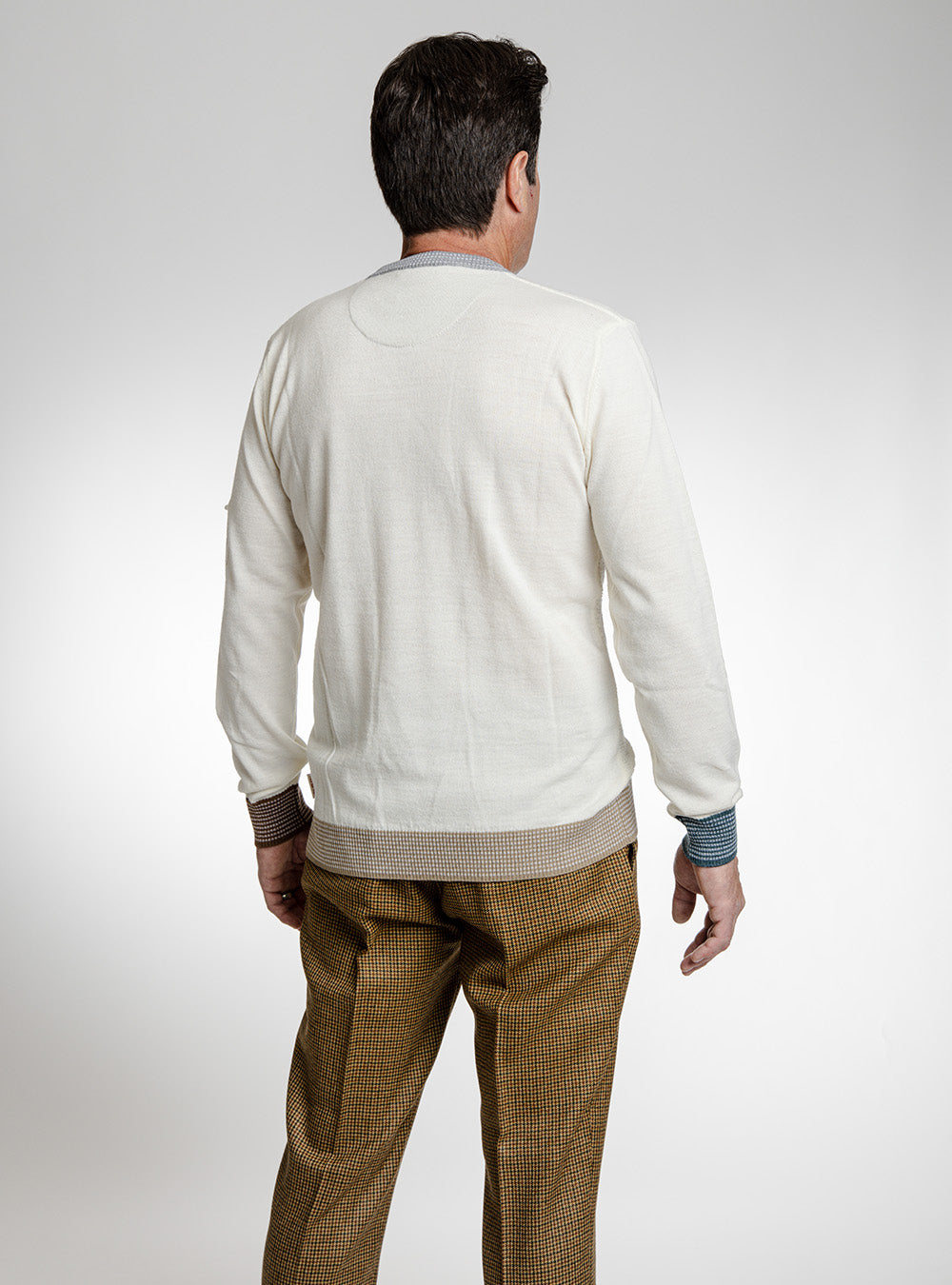 BOB Winter White Basket Weave Crewneck with Mixed Coloured Accents