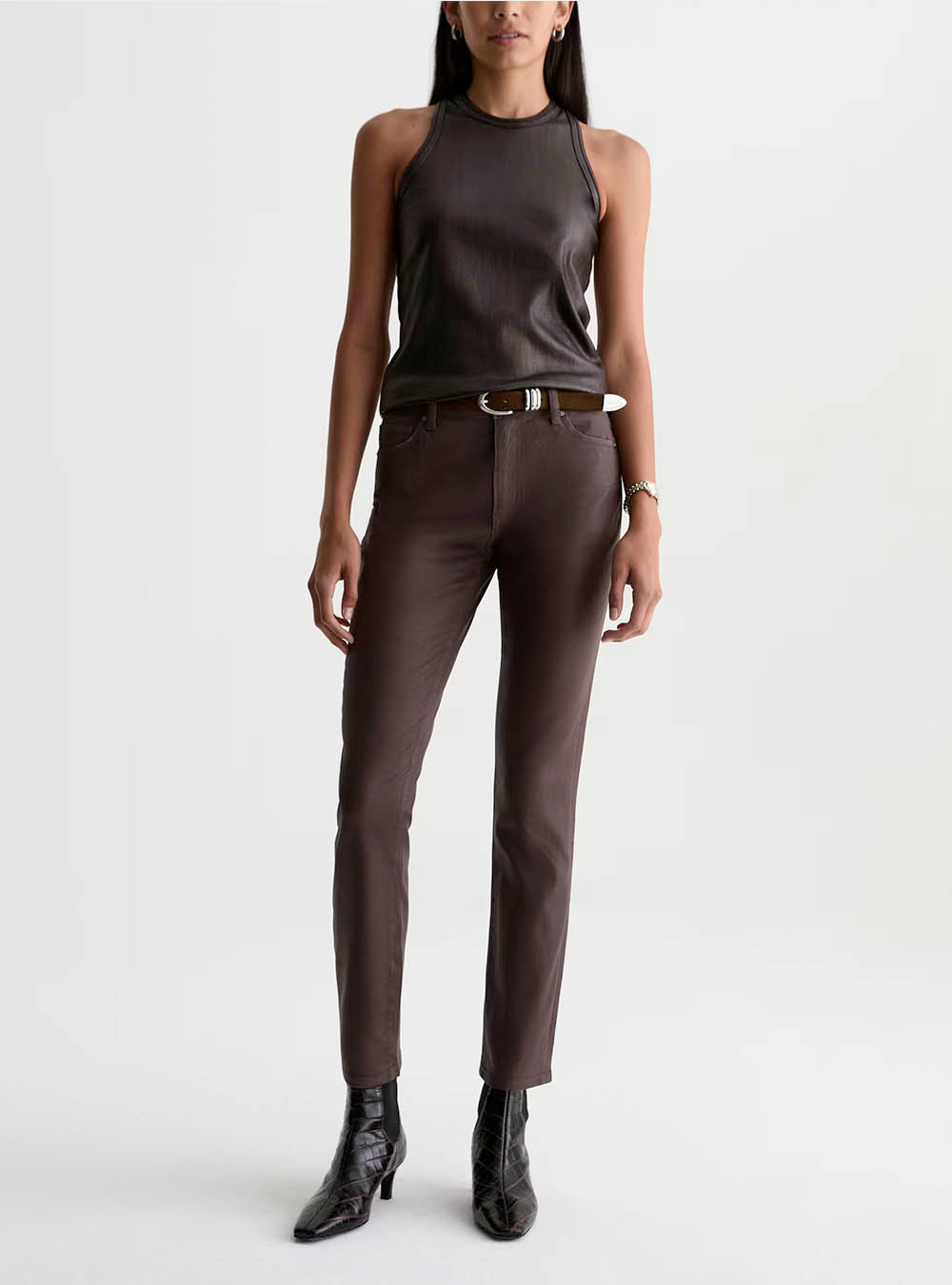 AG Mari Coated Jean Mid-Rise Slim Straight