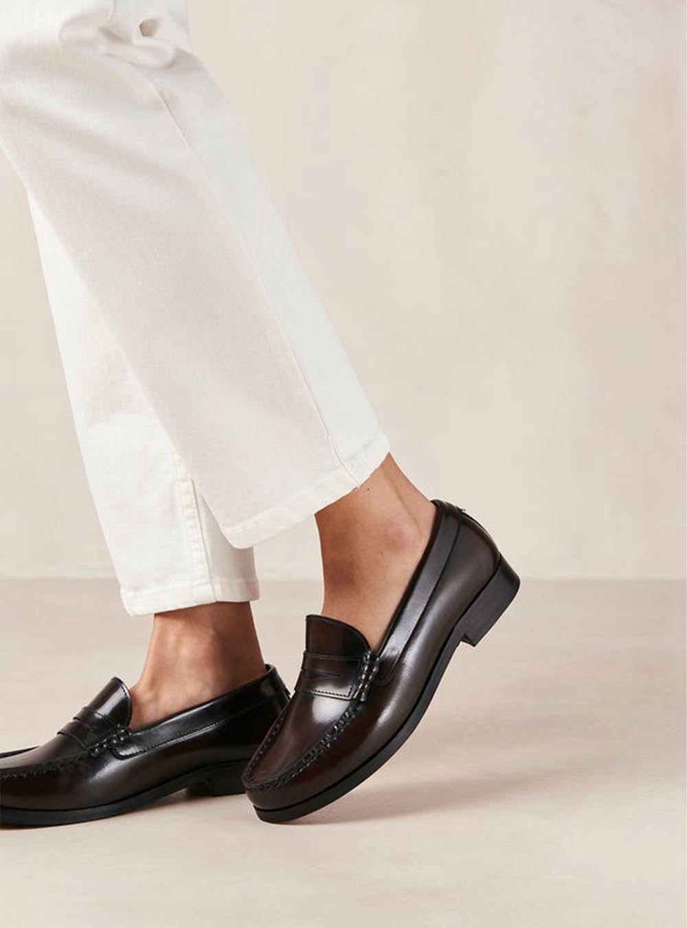 Alohas Rivet Brown Leather Penny Loafers