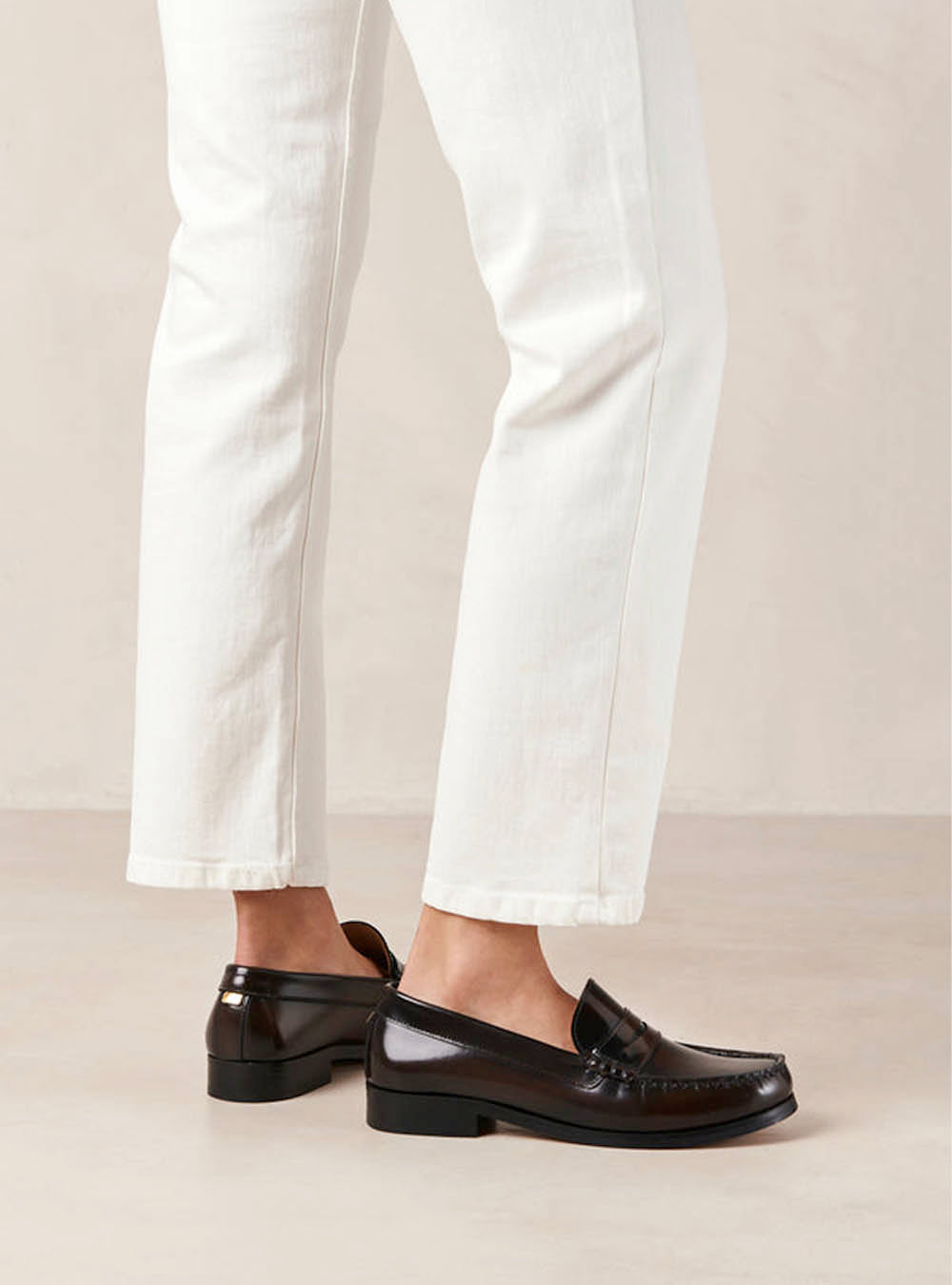 Alohas Rivet Brown Leather Penny Loafers