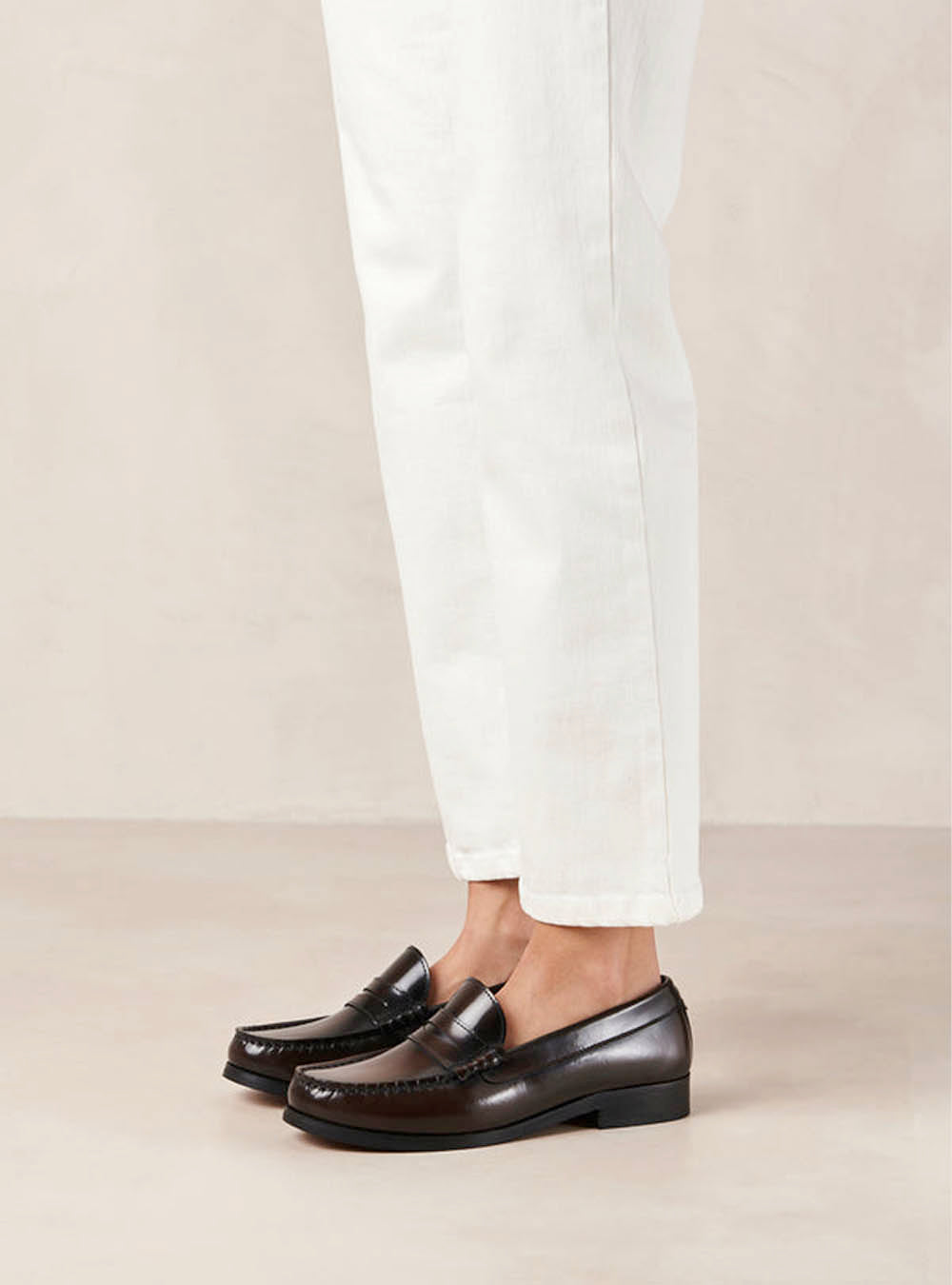 Alohas Rivet Brown Leather Penny Loafers