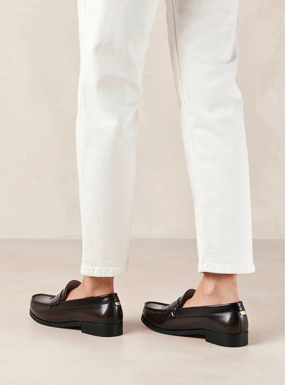 Alohas Rivet Brown Leather Penny Loafers