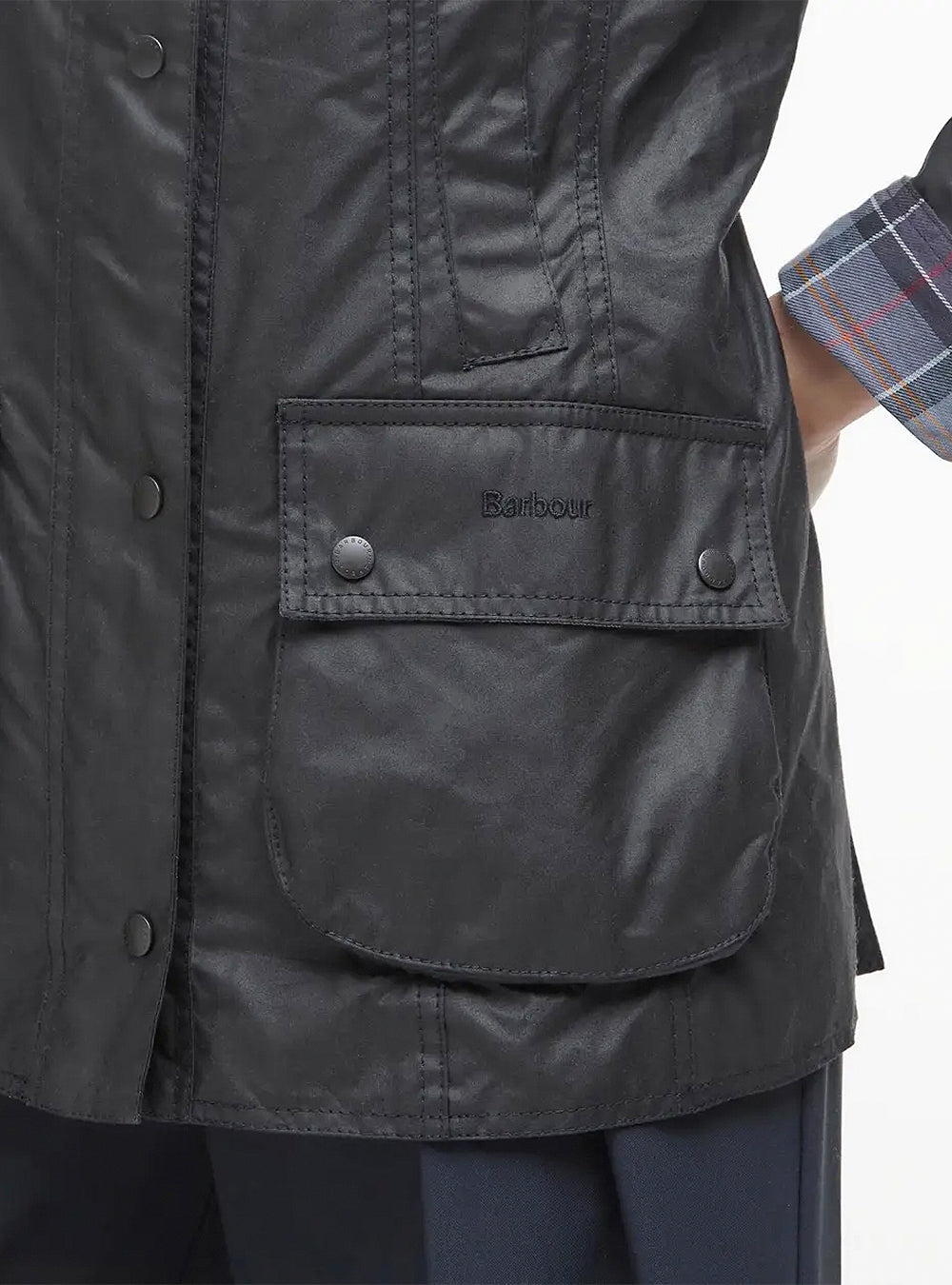 Barbour Beadnell Waxed Jacket - Black