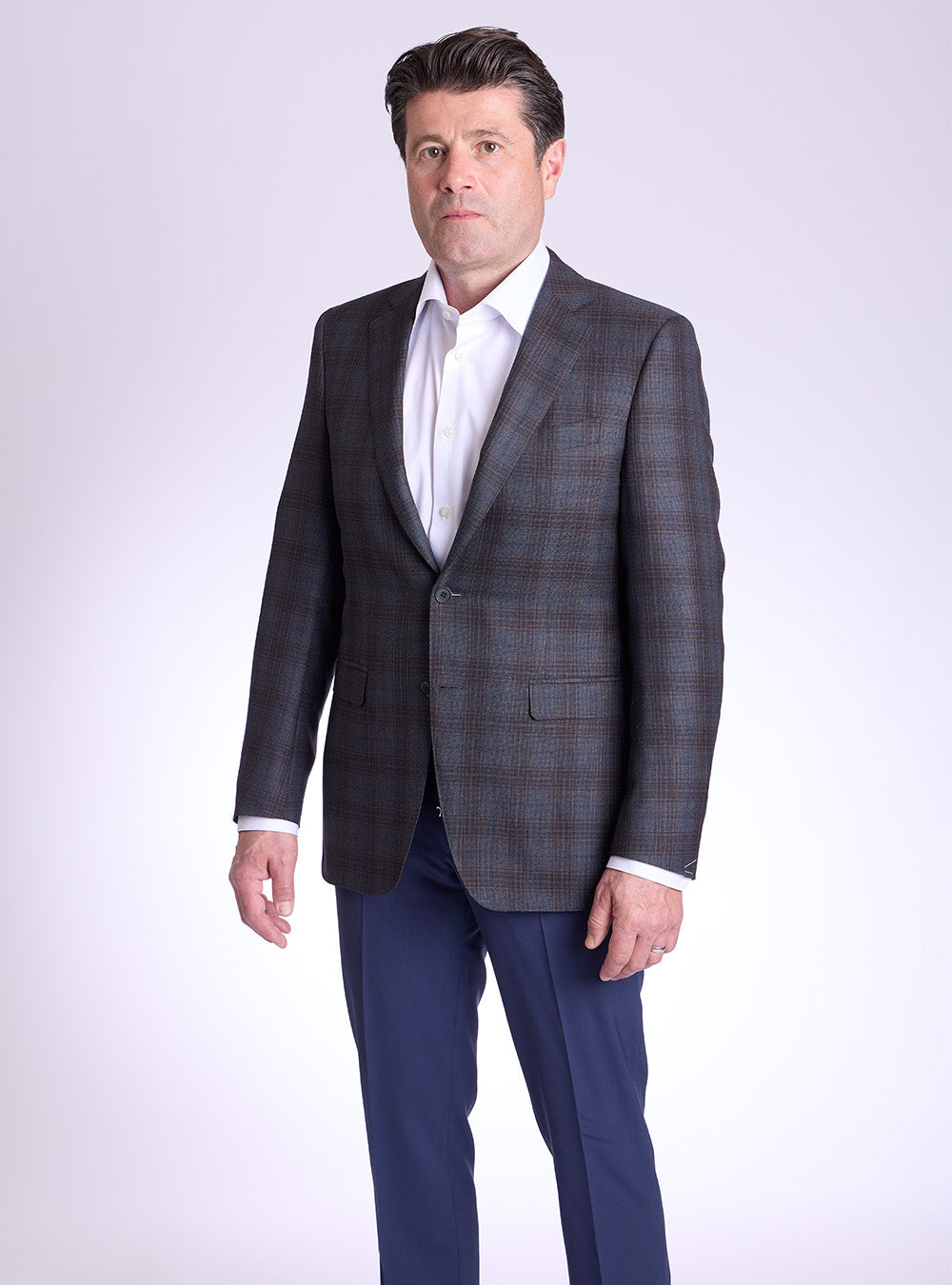 Canali Grey & Teal with Brown Check Sport Jacket
