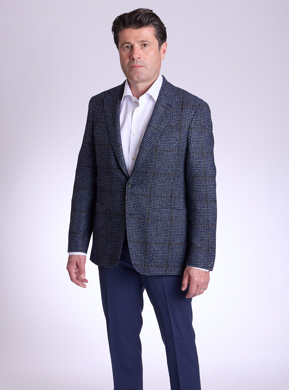 Canali Bue with Brown Check Windowpane Sport Jacket