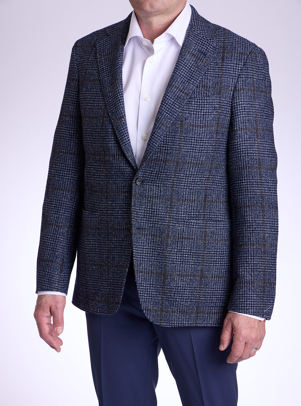 Canali Bue with Brown Check Windowpane Sport Jacket