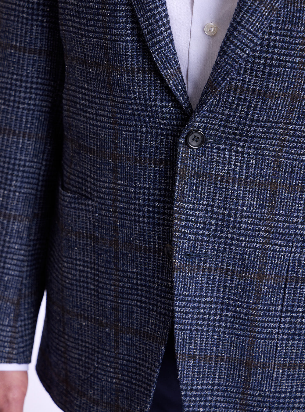Canali Bue with Brown Check Windowpane Sport Jacket