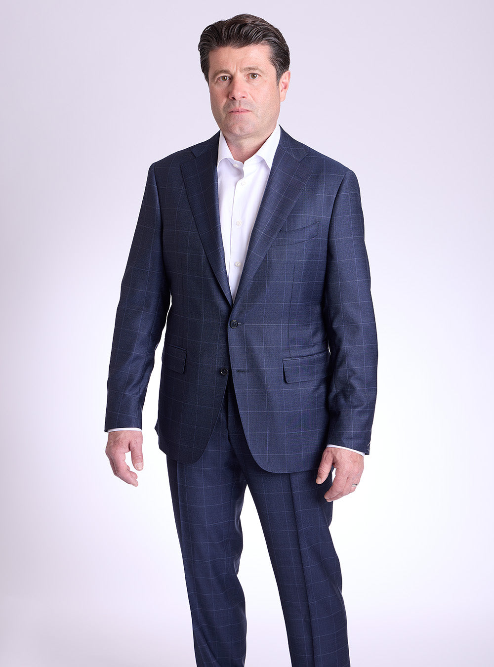 Canali Bue Windowpane Suit