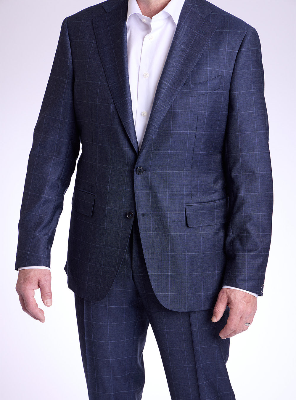 Canali Bue Windowpane Suit