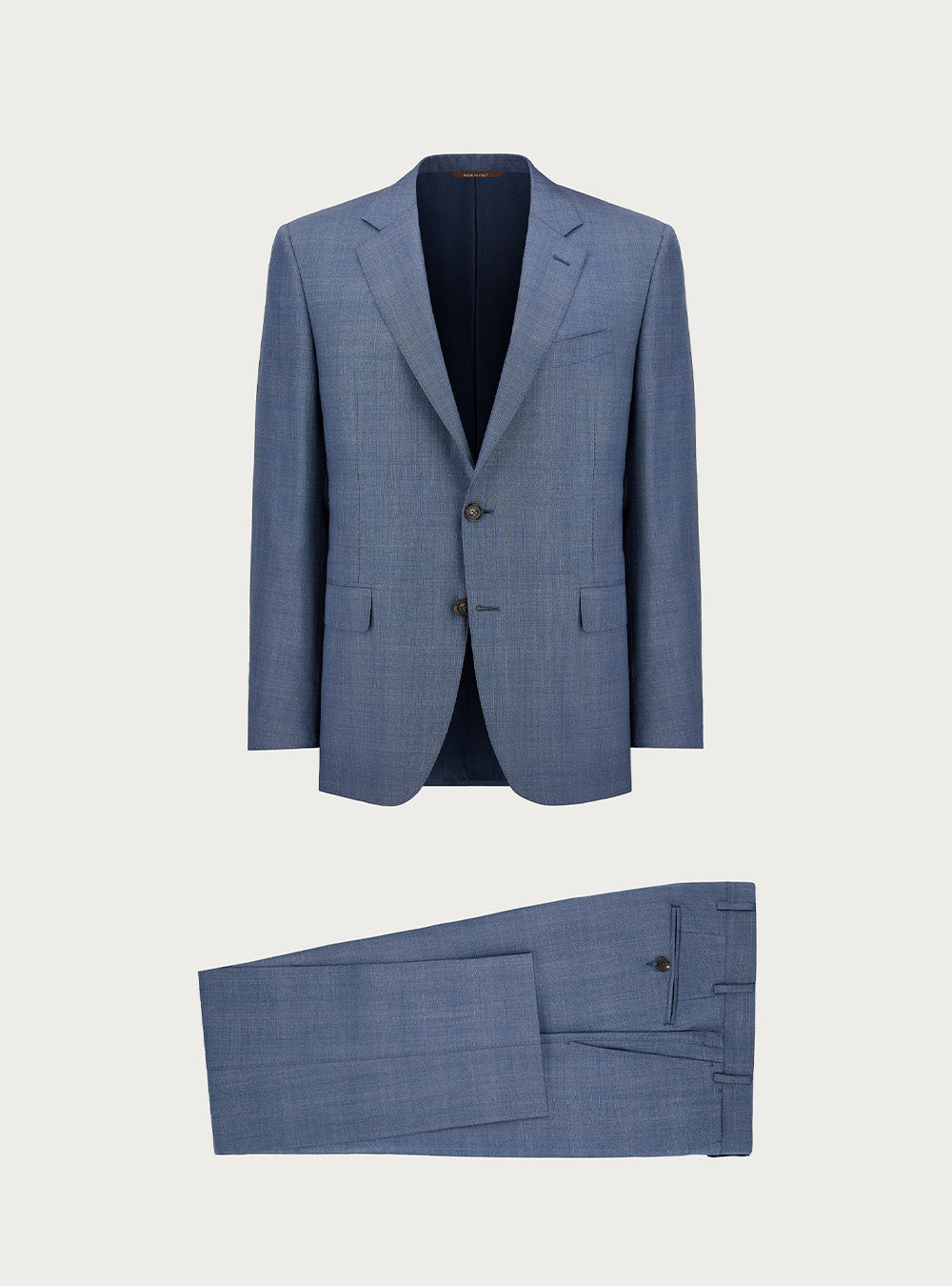 Canali Overcheck Suit in Light Blue Silk & 150's Wool