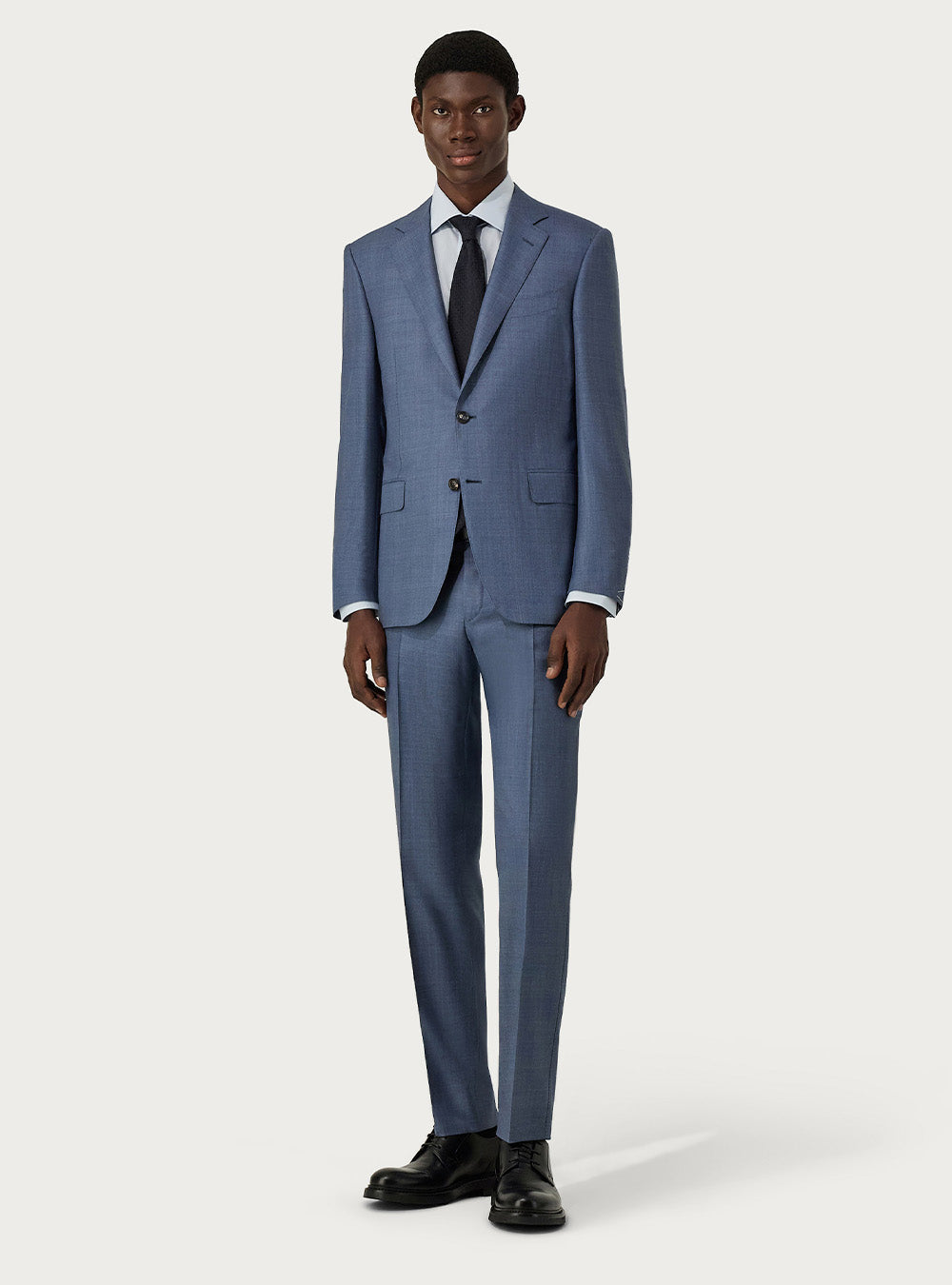 Canali Overcheck Suit in Light Blue Silk & 150's Wool