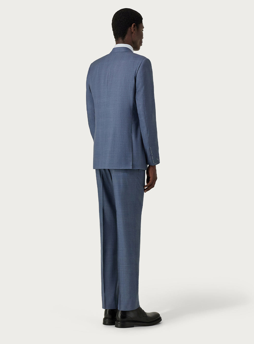 Canali Overcheck Suit in Light Blue Silk & 150's Wool