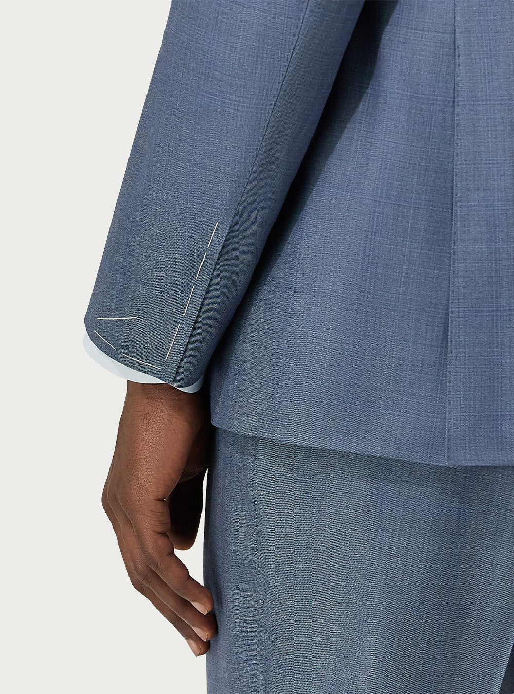 Canali Overcheck Suit in Light Blue Silk & 150's Wool
