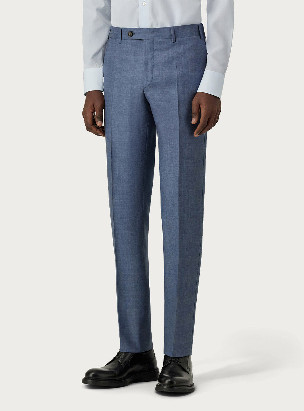 Canali Overcheck Suit in Light Blue Silk & 150's Wool