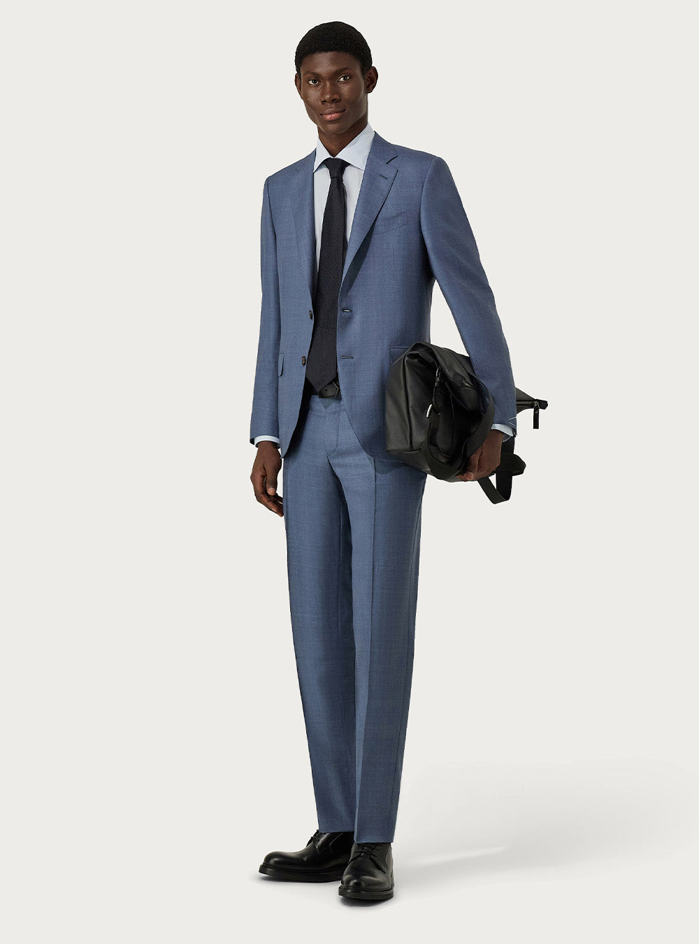 Canali Overcheck Suit in Light Blue Silk & 150's Wool