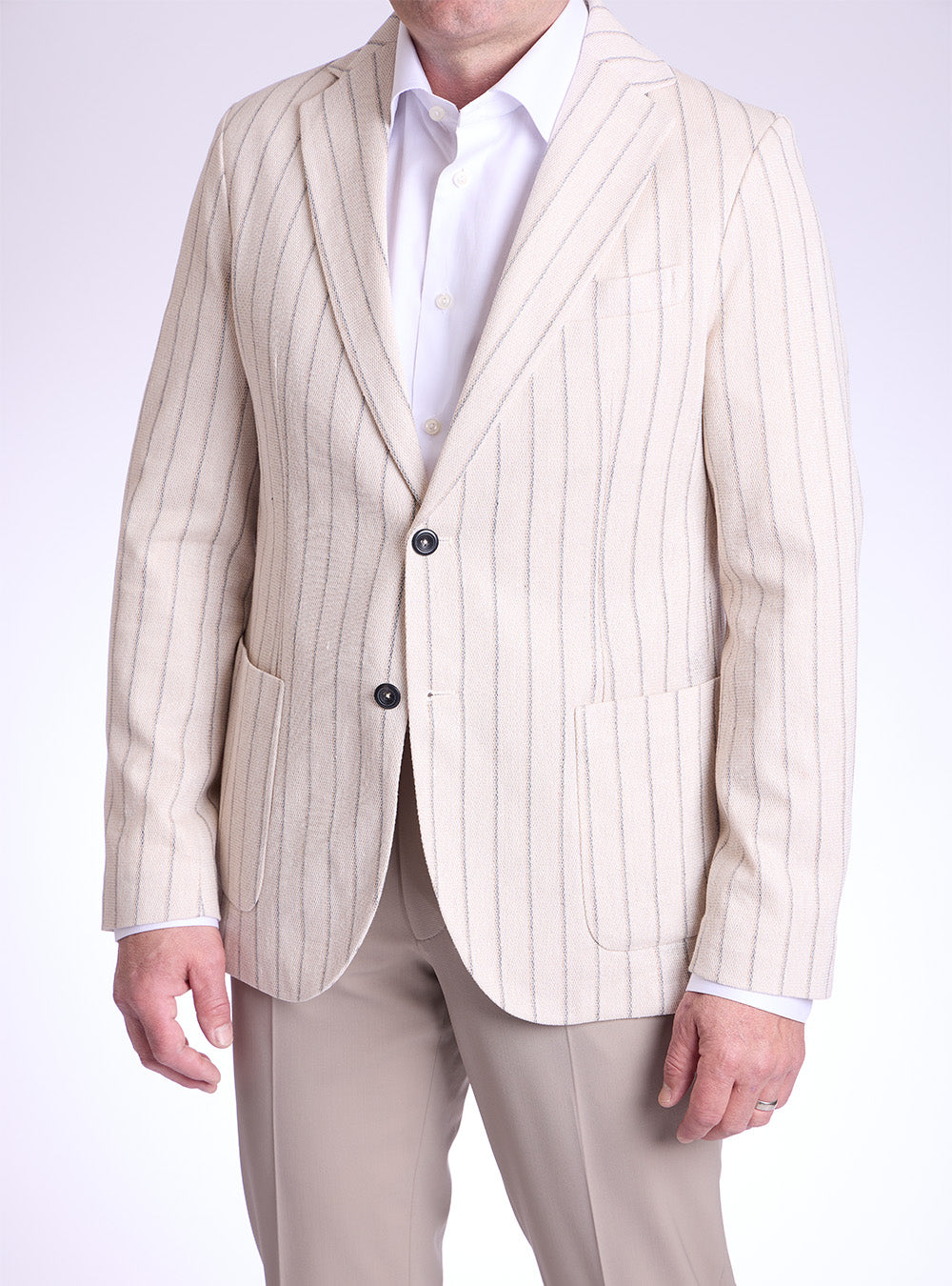 Circolo Cream & Brown Stipe Texted Sport Jacket