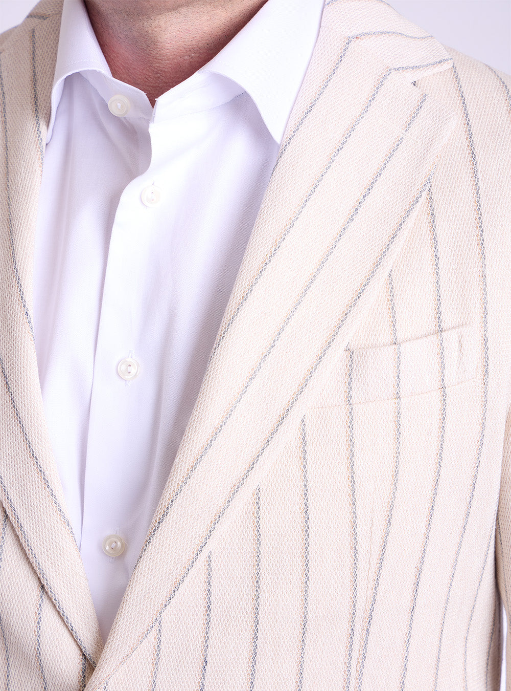 Circolo Cream & Brown Stipe Texted Sport Jacket