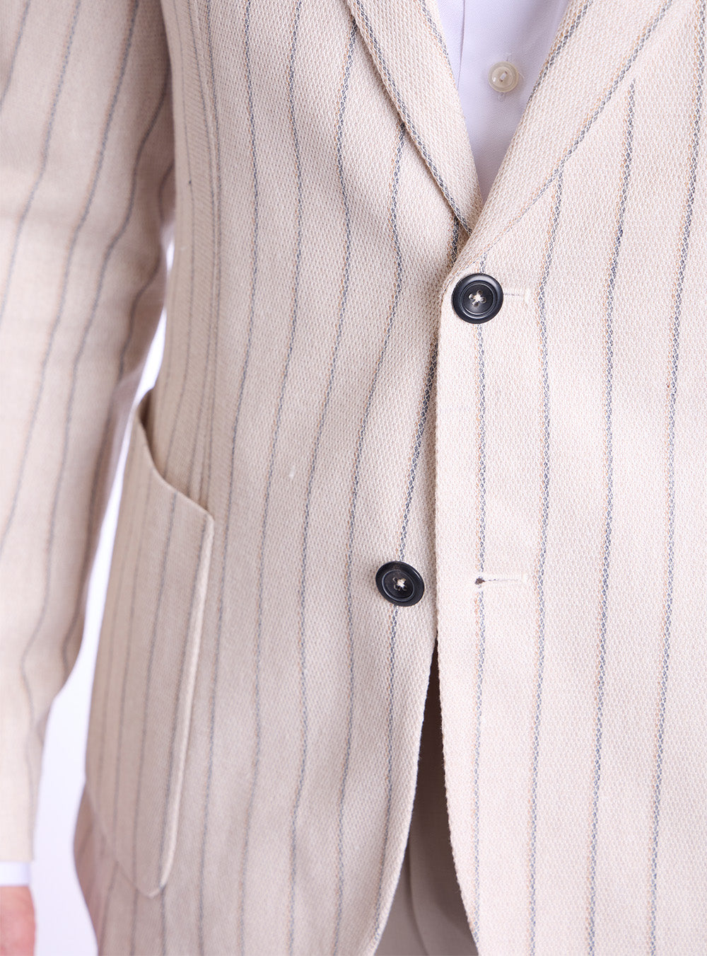 Circolo Cream & Brown Stipe Texted Sport Jacket