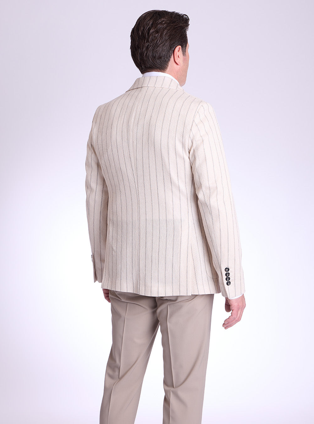 Circolo Cream & Brown Stipe Texted Sport Jacket