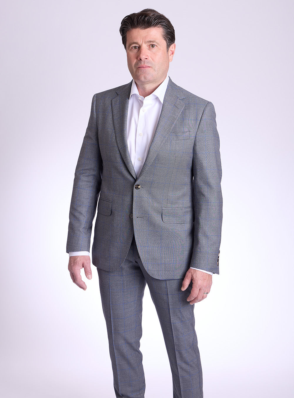Coppley Blue & Grey Windowpane Check Suit