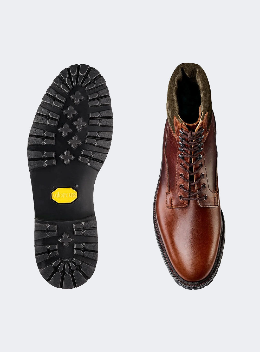 Crockett & Jones Ross - Chocolate Hurricane Hide & Earth Green Suede Collar