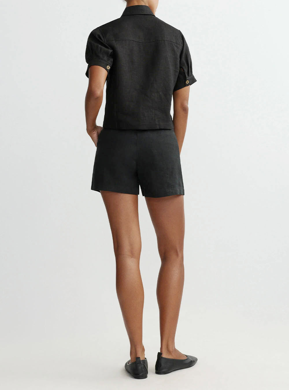 DL 1961 Montauk Shirt Puffed Sleeve - Black Linen
