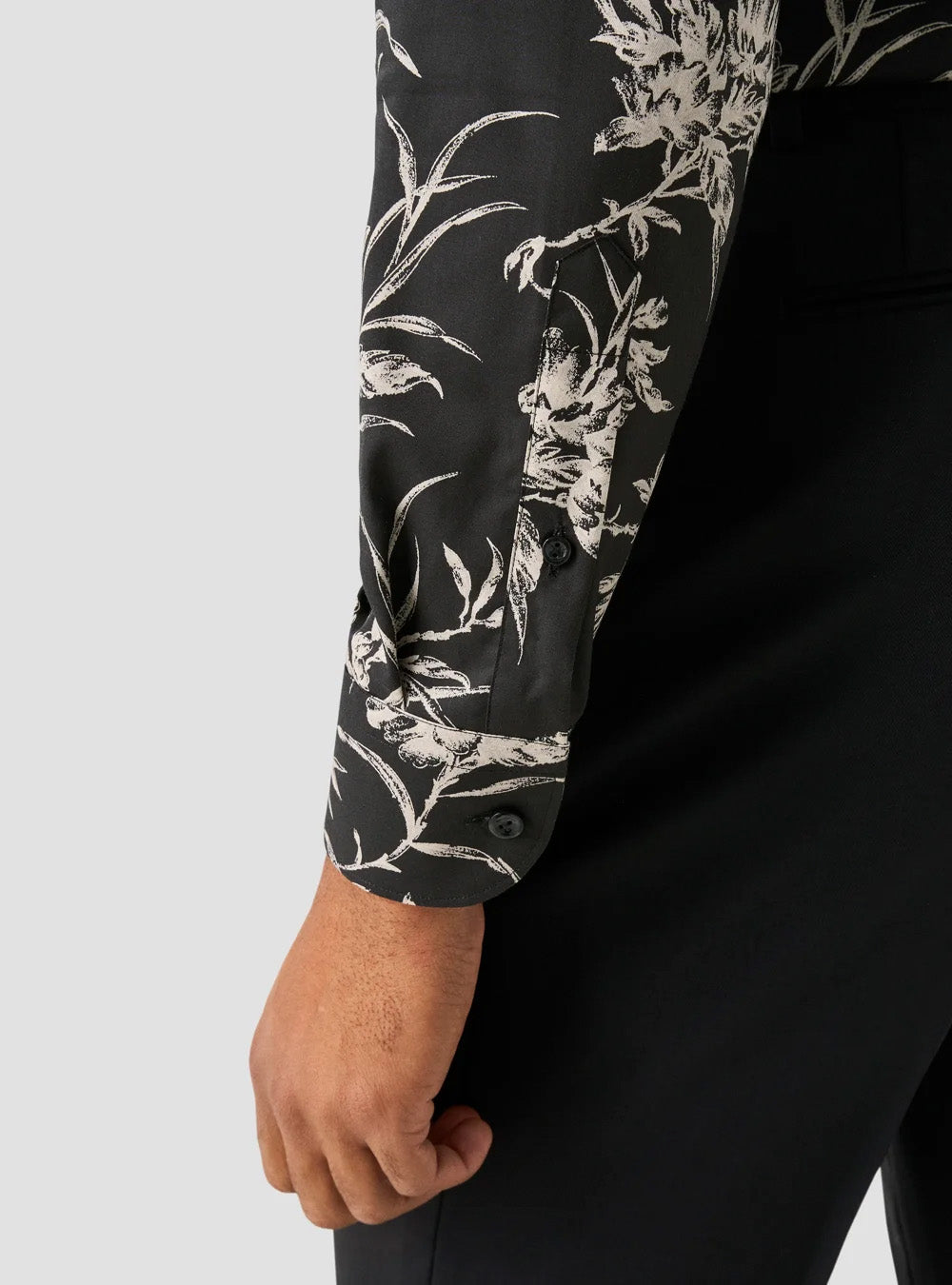 Eton Black Floral Signature Twill Shirt
