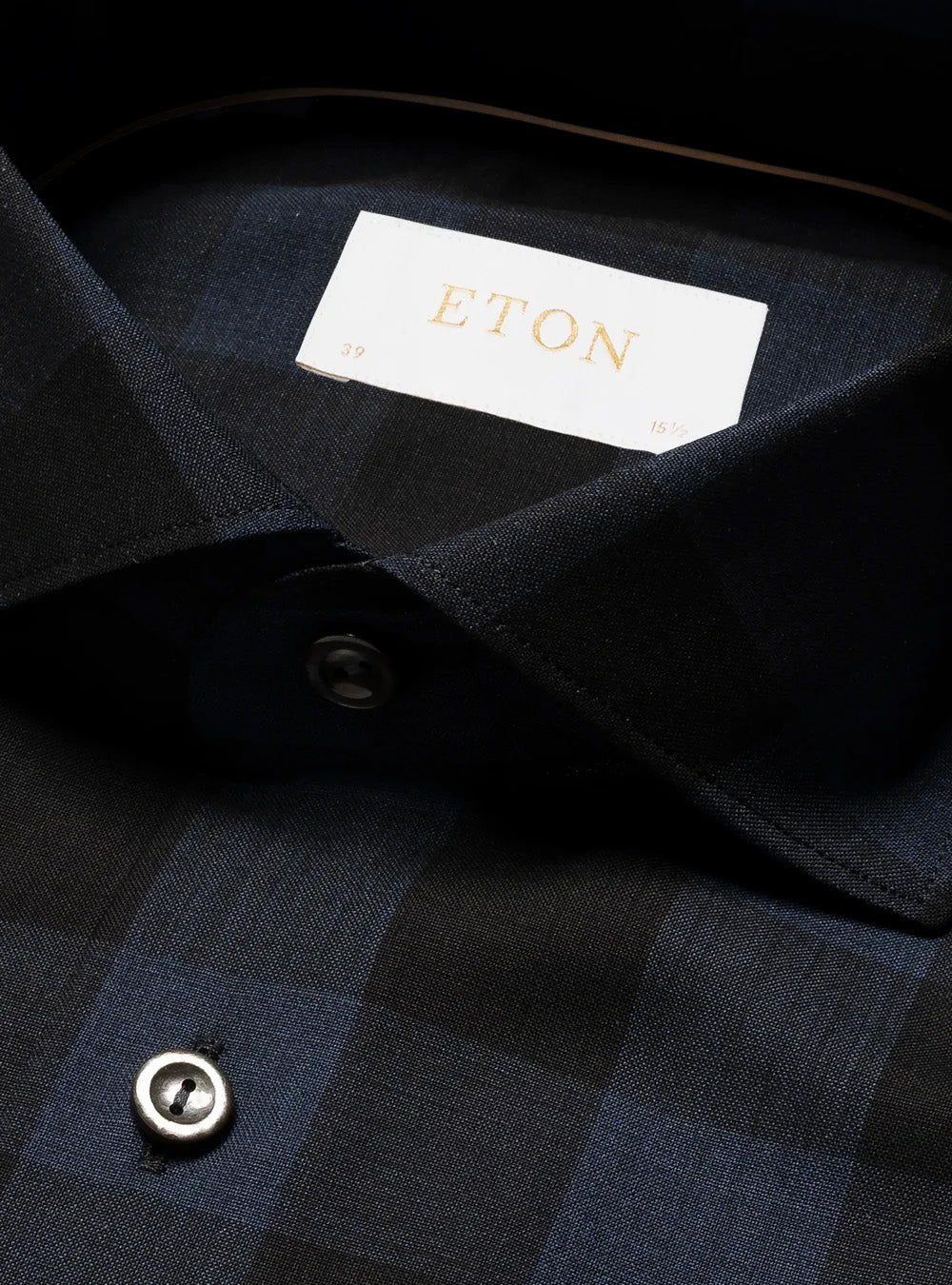Eton Dark Blue Bold Check Merino Wool Shirt