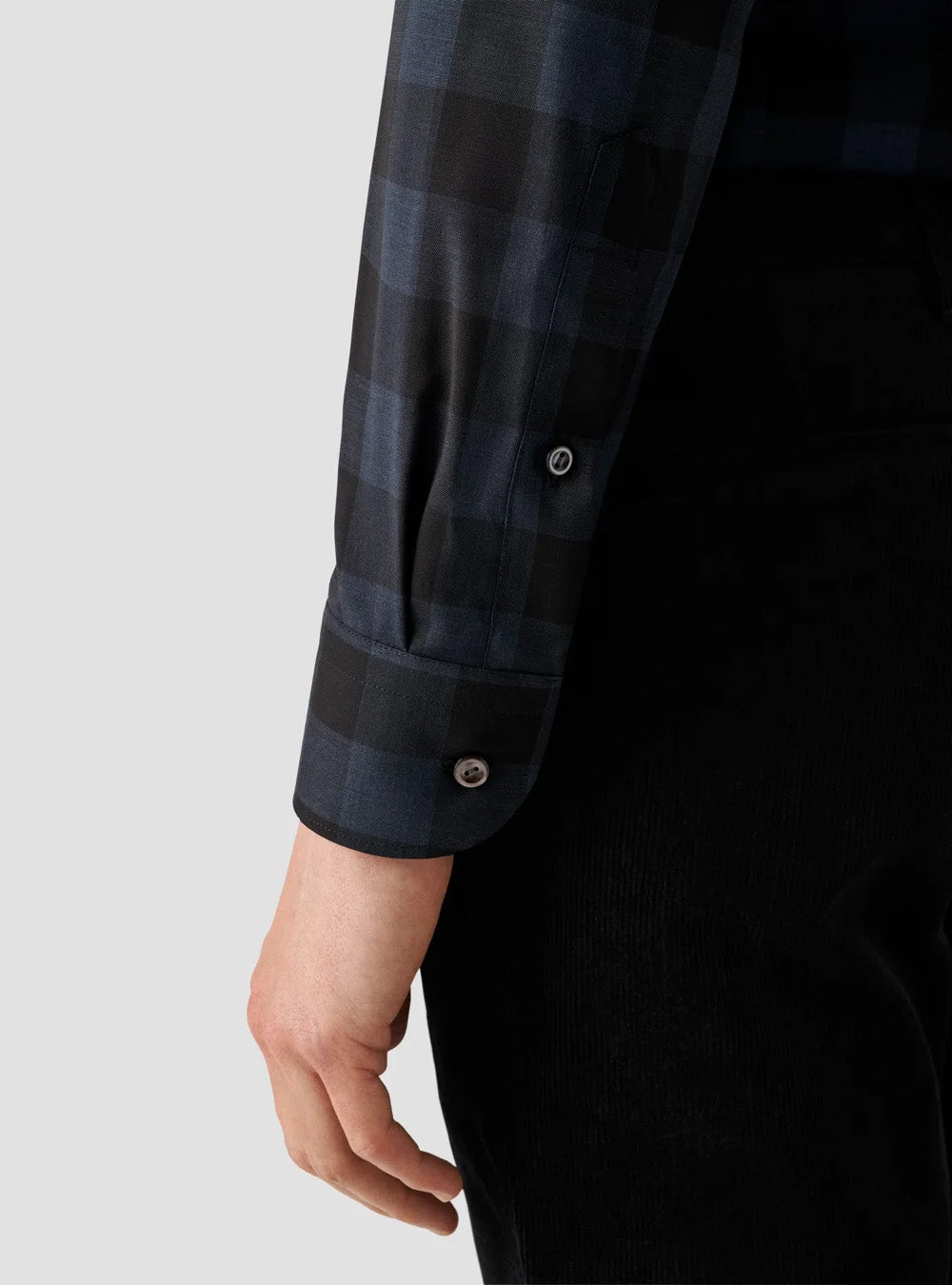 Eton Dark Blue Bold Check Merino Wool Shirt