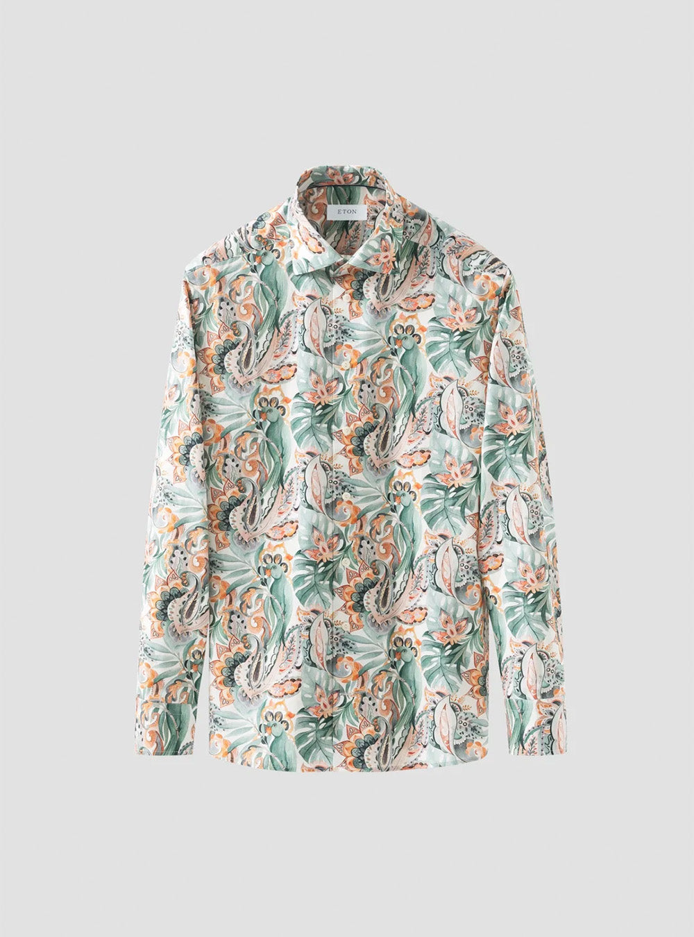 Eton Green Parrot Motif Signature Twill Shirt