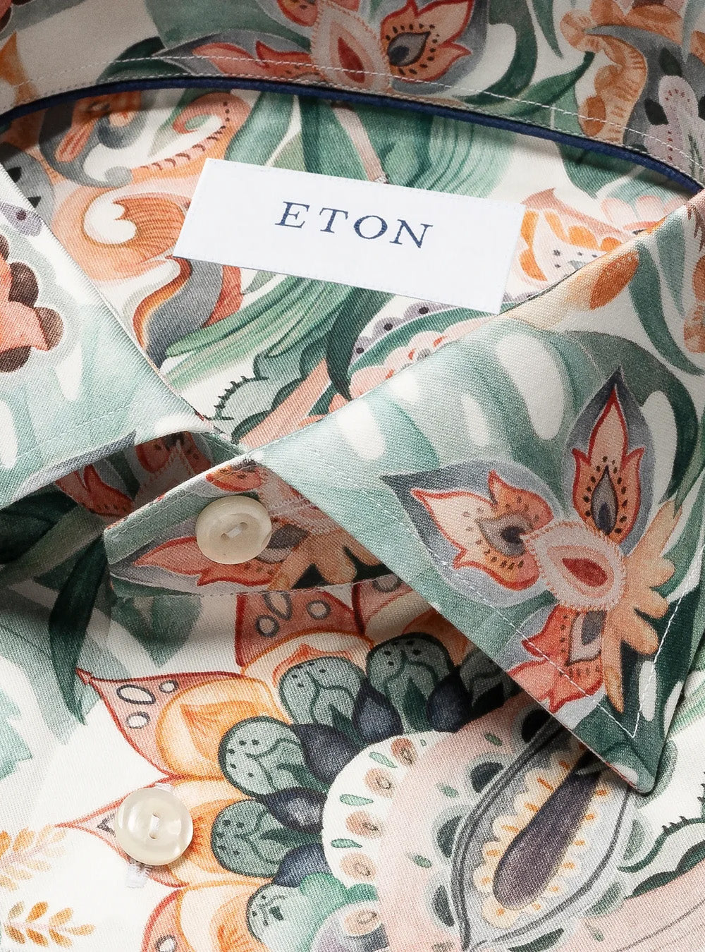 Eton Green Parrot Motif Signature Twill Shirt