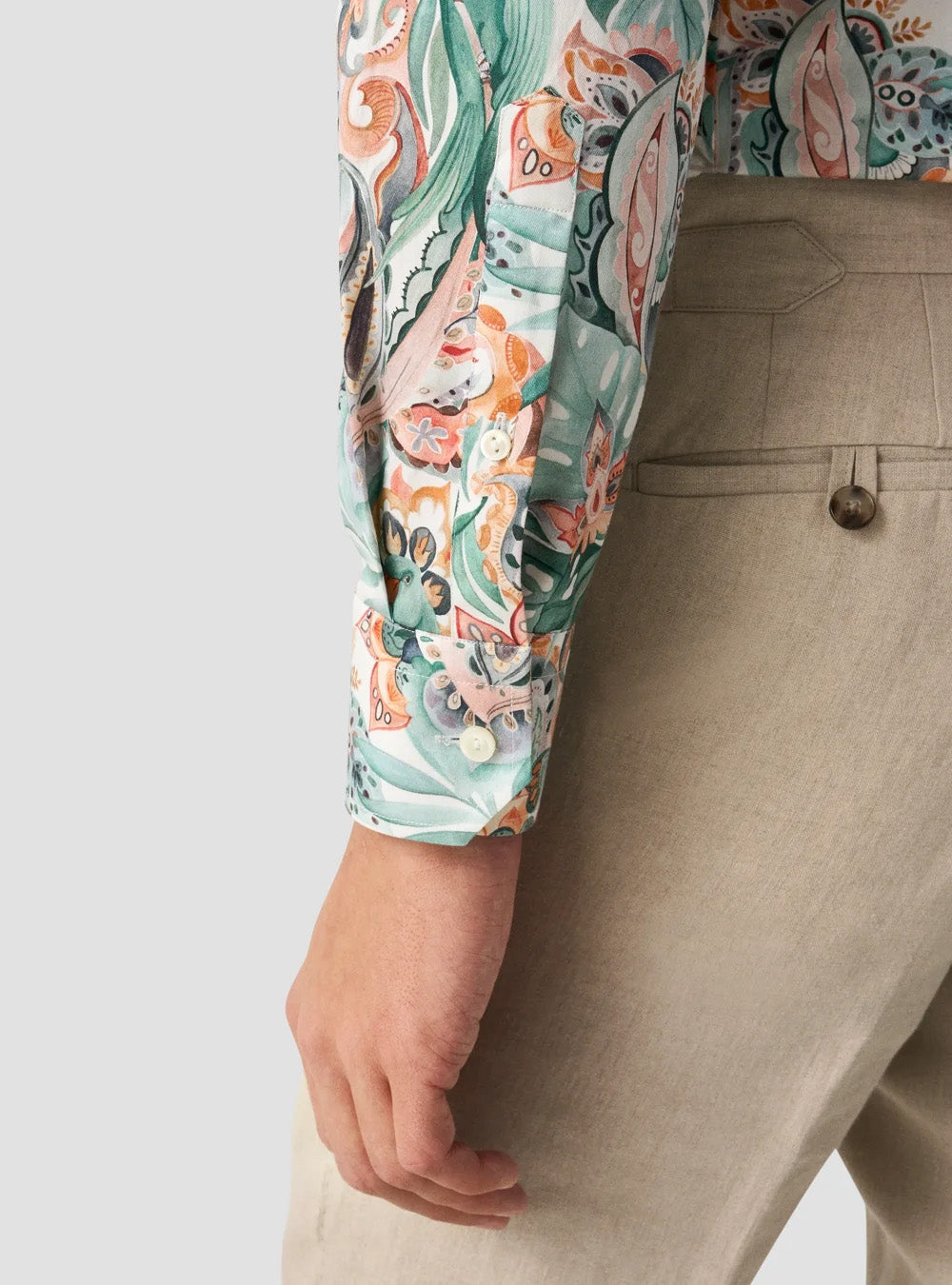 Eton Green Parrot Motif Signature Twill Shirt