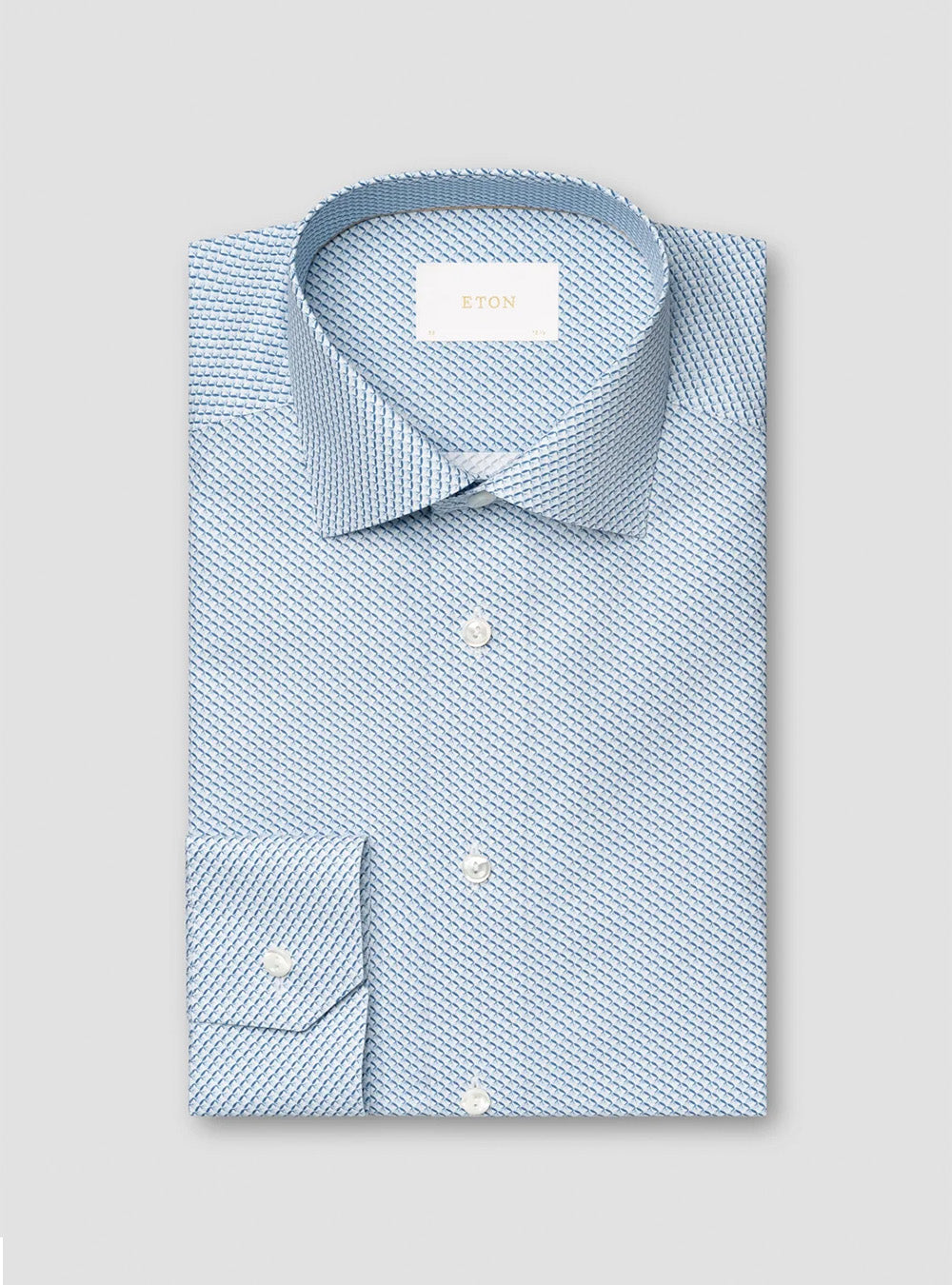 Eton Light Blue Micro Print Fine Twill Shirt