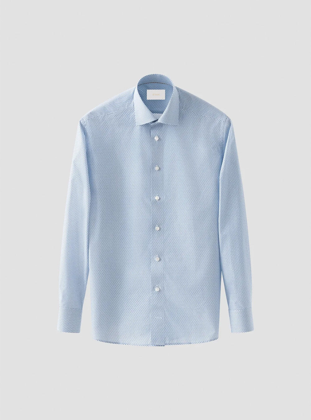 Eton Light Blue Micro Print Fine Twill Shirt
