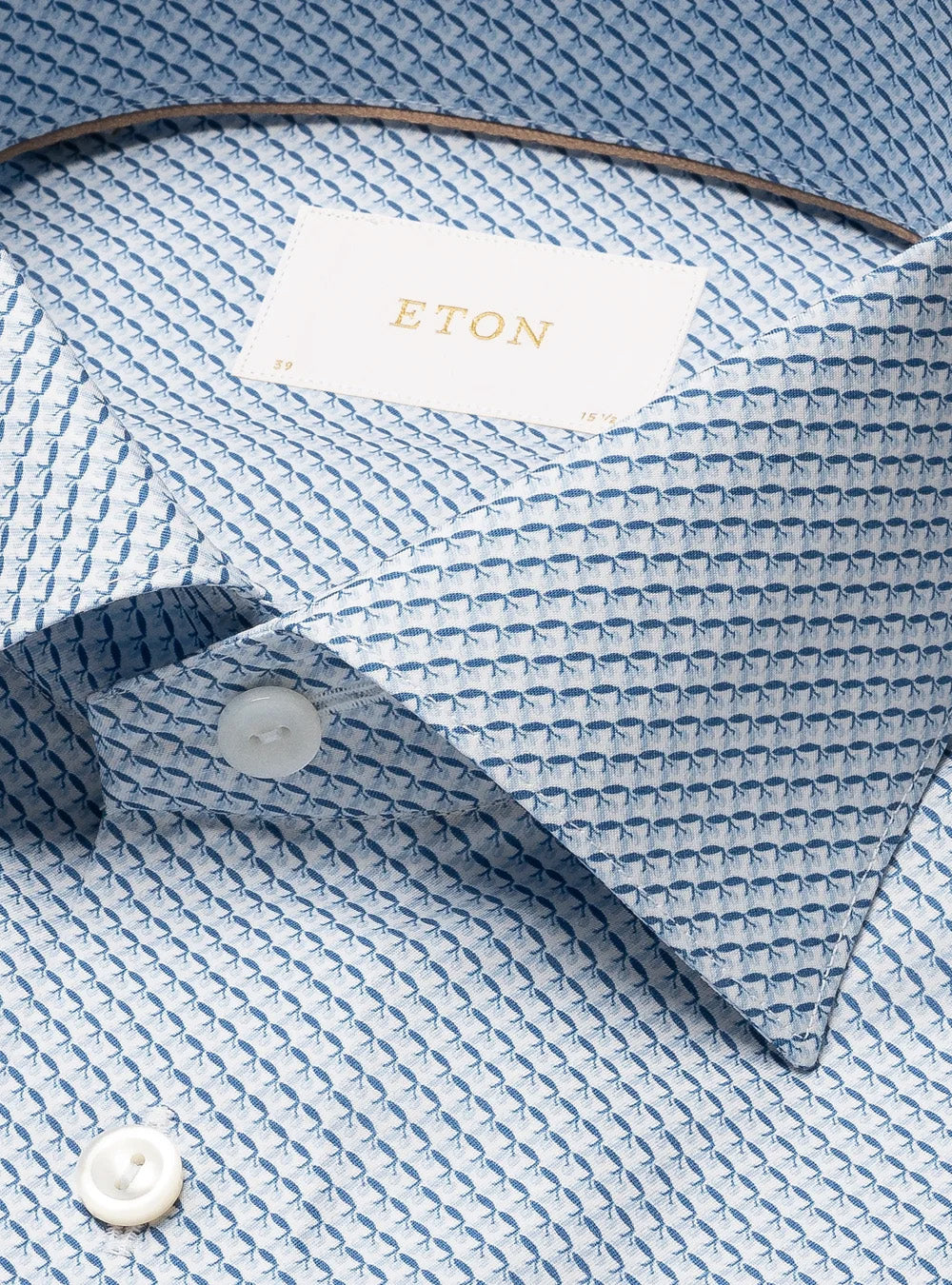 Eton Light Blue Micro Print Fine Twill Shirt