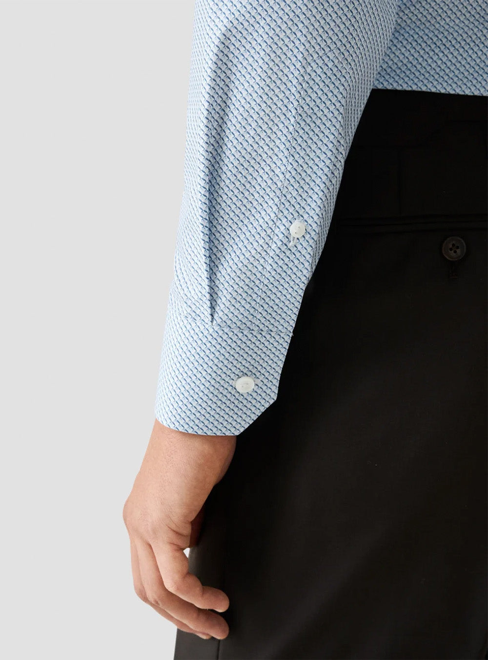 Eton Light Blue Micro Print Fine Twill Shirt