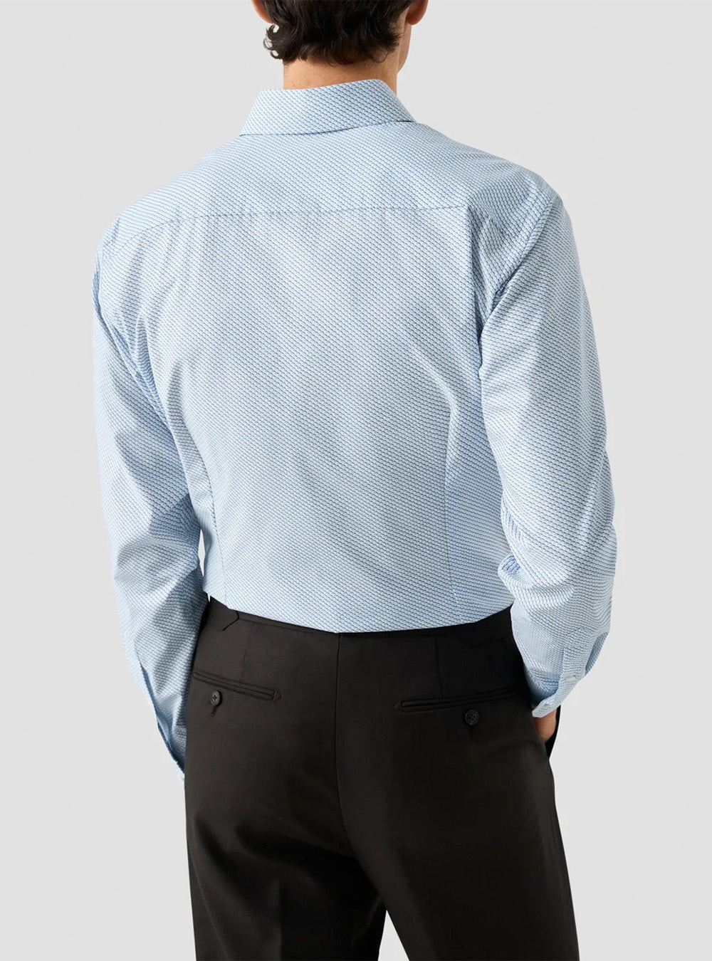 Eton Light Blue Micro Print Fine Twill Shirt