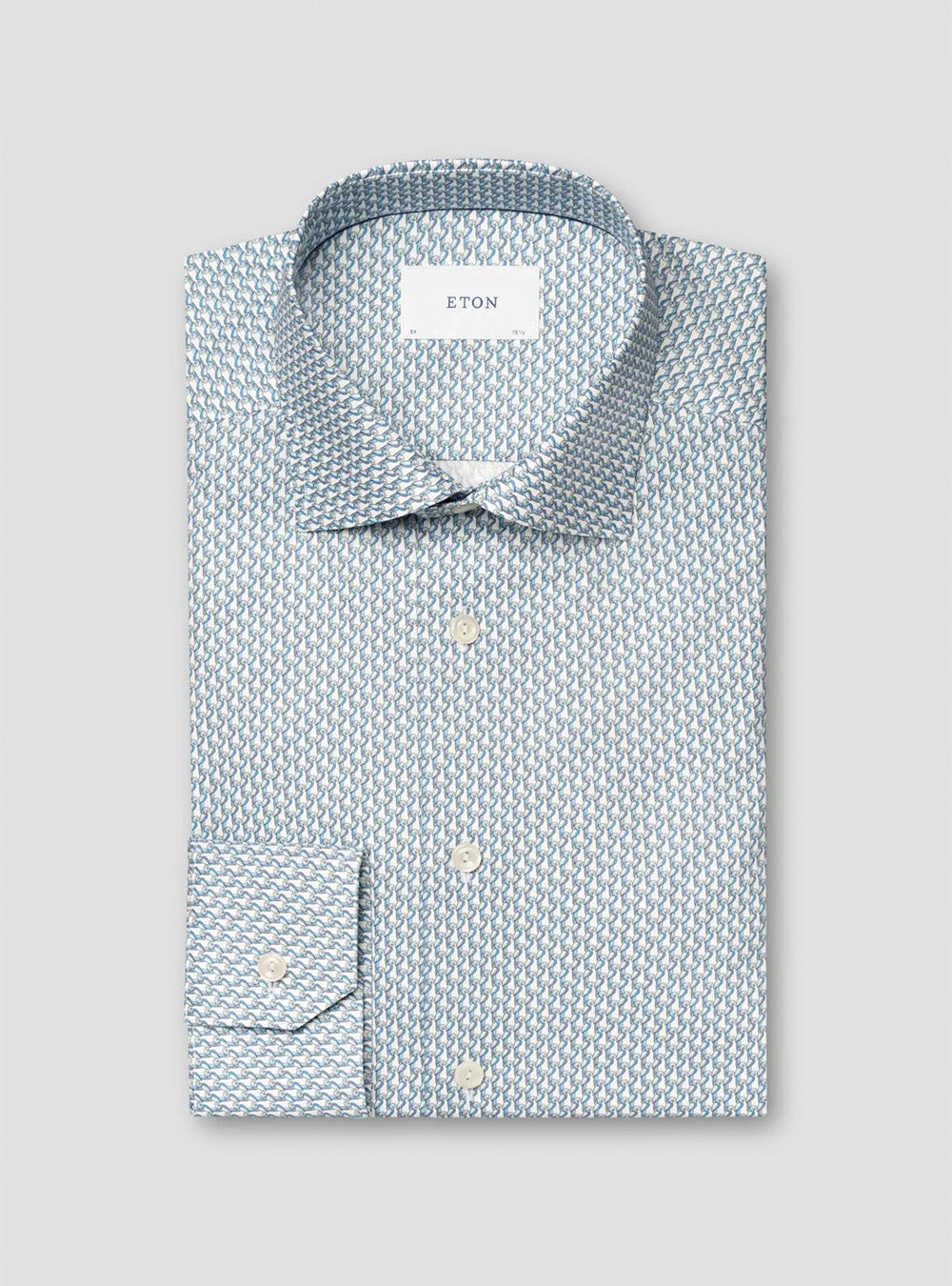 Eton Light Blue Parrot Motif Signature Twill Shirt