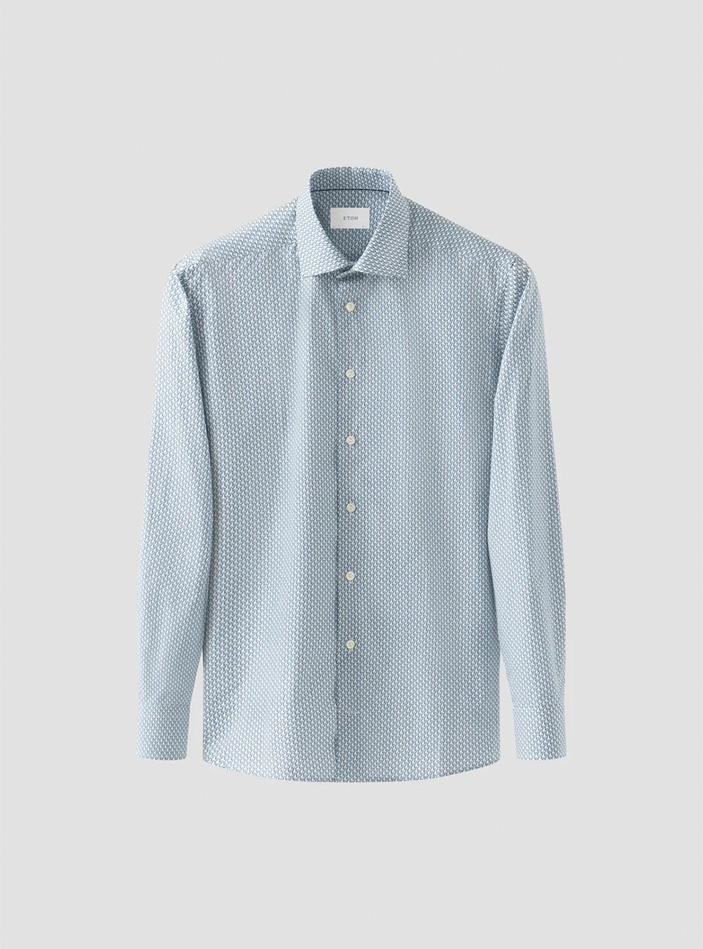Eton Light Blue Parrot Motif Signature Twill Shirt