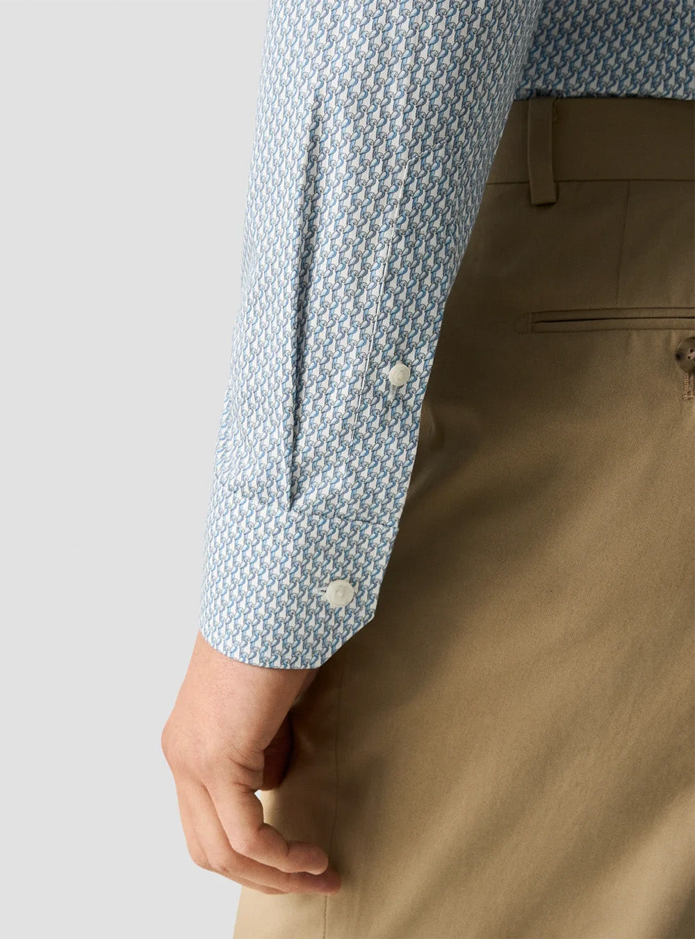 Eton Light Blue Parrot Motif Signature Twill Shirt