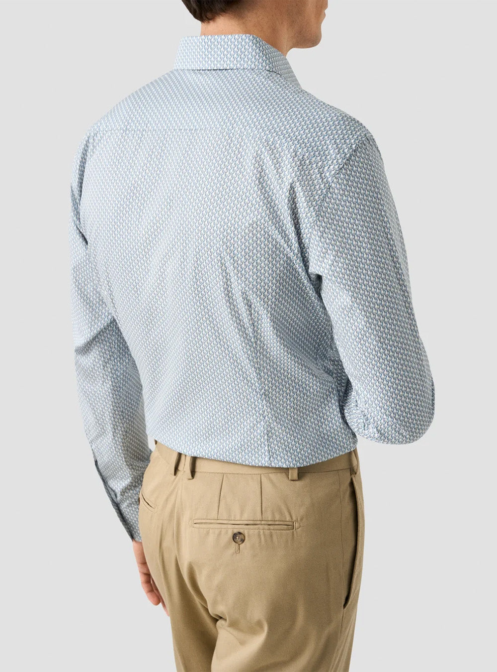 Eton Light Blue Parrot Motif Signature Twill Shirt