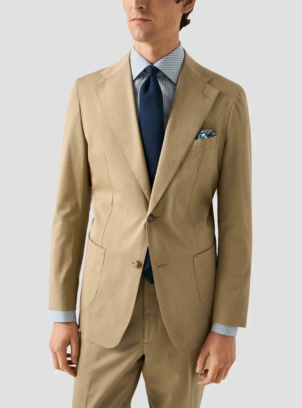 Eton Light Blue Parrot Motif Signature Twill Shirt