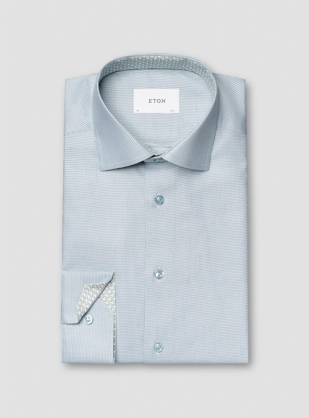 Eton Light Green Semi Solid Dobby Shirt