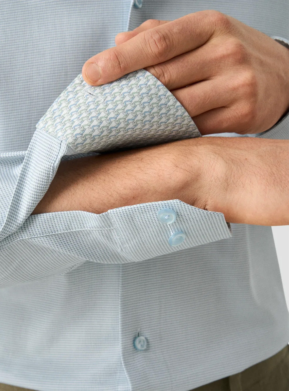 Eton Light Green Semi Solid Dobby Shirt