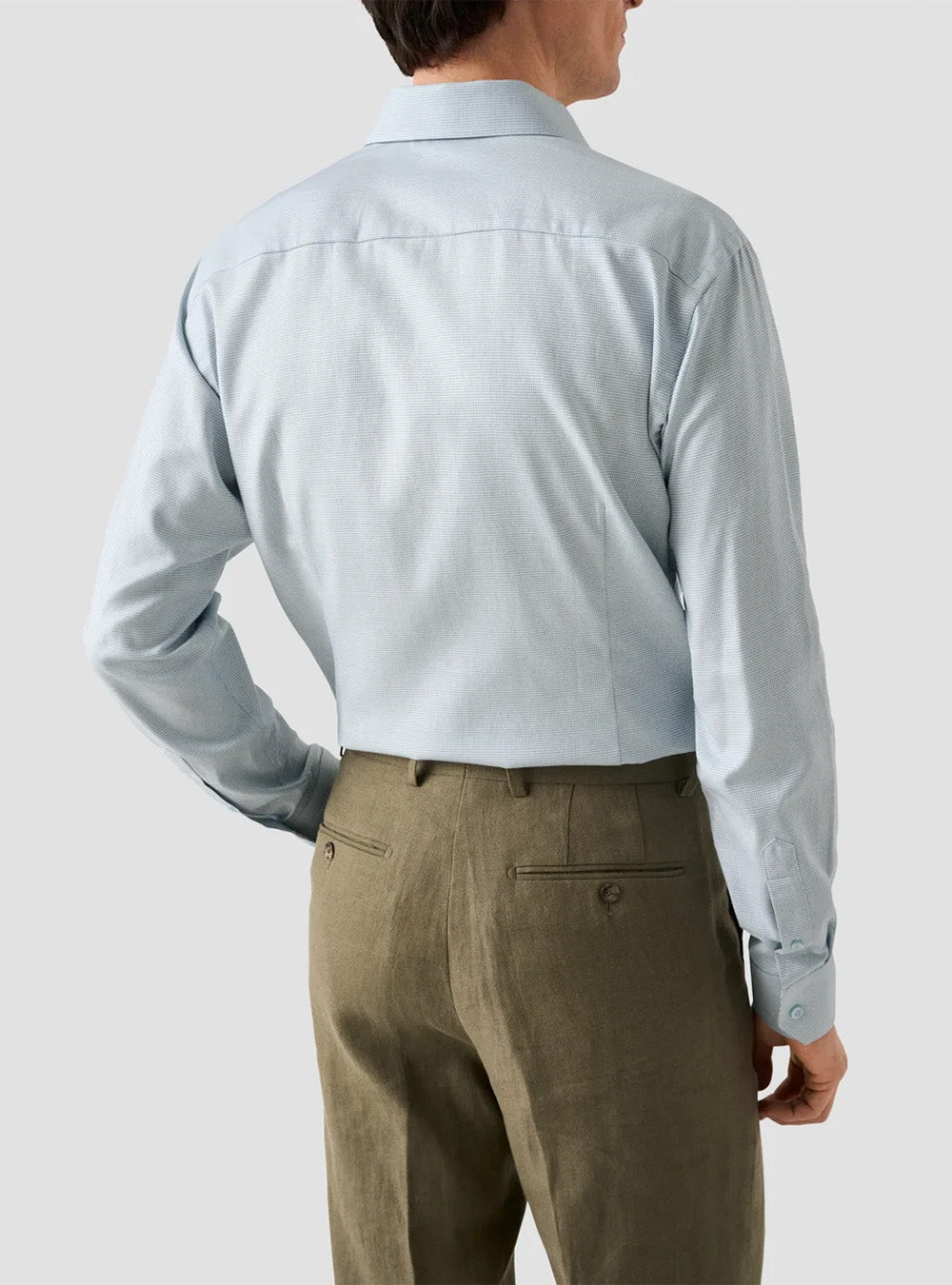 Eton Light Green Semi Solid Dobby Shirt